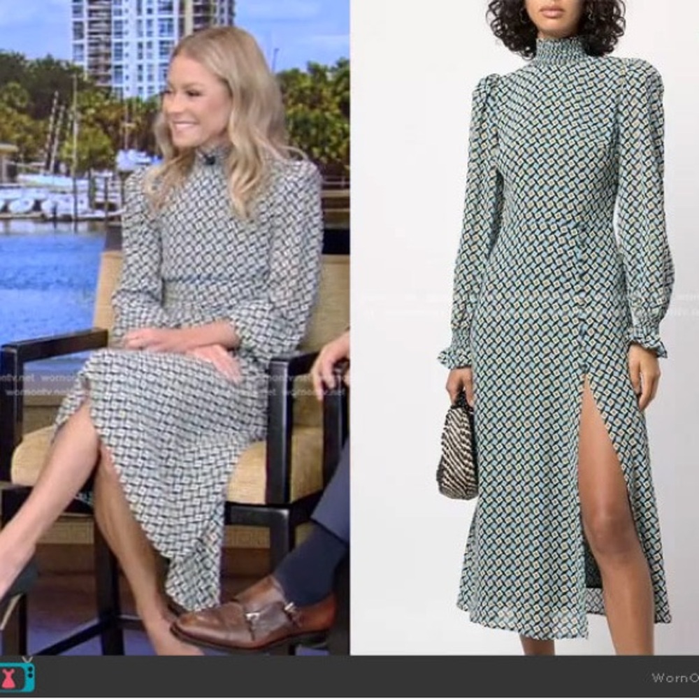 COPY - Reformation Stevi long sleeve mosaic midi dress slit SOLD OUT! NWT Size 6
